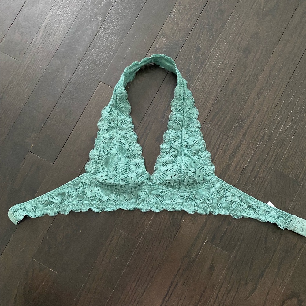 XS Free People Intimates Green Lace Bralette